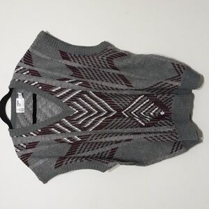 Rare Vintage London fog sweater vest Aztec 4X wool blend Y2K grandpa retro gray